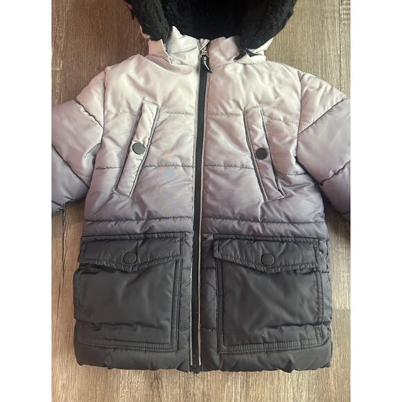Members Mark Hooded Puffer Jacket Black Gray Ombre Toddler Size 2 - Picture 2 of 6